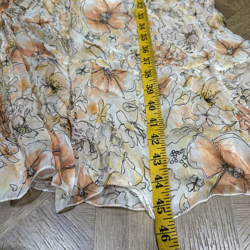 Le Ragazze Womens Sleeveless Midi Dress Size Large Floral Silk Blend Lined Italy - Picture 10 of 12